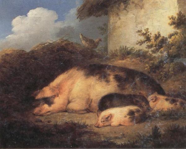 George Morland A Sow and Her Piglets Germany oil painting art